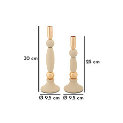 Paris Prix Lot de 2 Chandeliers Strek 30cm Crème & Or pas cher