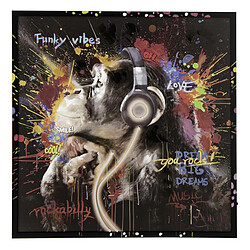 Paris Prix Tableau à LED Monkey Headphone 83x83cm Multicolore