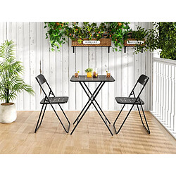 KOMHTOM Ensemble bistro pliant 3 pièces, table + 2 chaises, anti-rouille, intempéries