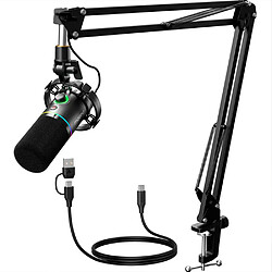MAONO PD200XS - Microphone dynamique RGB USB/XLR avec pied articulé