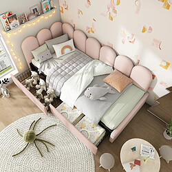 Avis KOMHTOM Canapé Lit 90x190 cm, 2 Tiroirs Rangement, Velours Rose, Lattes Bois, Sans Matelas