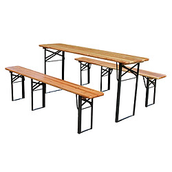 KOMHTOM Ensemble brasserie pliant 3 pièces 177 cm, table et 2 bancs pin massif, jardin Natural