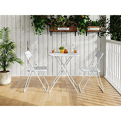 KOMHTOM Ensemble bistro pliant 3 pièces,2 chaises+table,anti-rouille,résistant intempéries,blanc