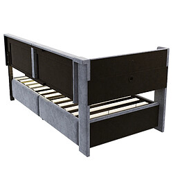 DZMDIP Lit simple 90x200cm - Lit coffre hydraulique, lit avec rangement, LED et USB,hell gris pas cher