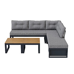 KOMHTOM Canapé 3 positions réglable-lit,rangement,coussins épais,polyester anti-intempéries,gris pas cher