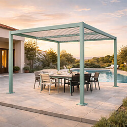 Concept Usine Pergola bioclimatique structure aluminium vert lames orientables 3x3m CORFU