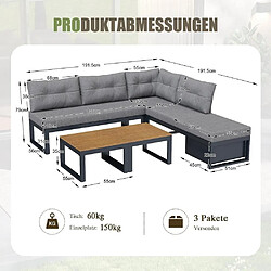 Acheter KOMHTOM Canapé 3 positions réglable-lit,rangement,coussins épais,polyester anti-intempéries,gris