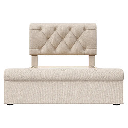KOMHTOM Lit Simple 90x200 cm, Lin, 2 Tiroirs, Tête Réglable, Chesterfield, Boutons, Naturel pas cher