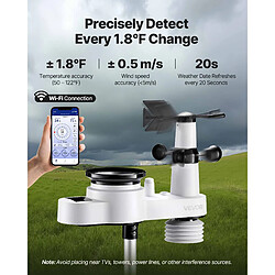 Avis VEVOR Station Météo Sans Fil WiFi Solaire 5 en 1 avec Capteur Écran VA 190,5 mm