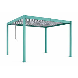 Concept Usine Pergola bioclimatique structure et lames orientables en aluminium vert 4x3m RHODES