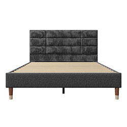 KOMHTOM Lit Rembourré 140x200cm, Matelas Ressorts Ensachés, Tête Lin 8cm, Rangement 17cm, Noir pas cher