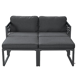 Avis KOMHTOM Salon de jardin modulable 4 pièces, table réglable, fer galvanisé, rotin PE, gris