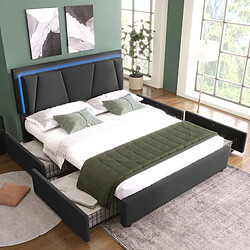 Avis KOMHTOM Lit Rembourré 160x200cm, Matelas 720 Ressorts, Tête Réglable 55cm, Sommier Bois, Gris