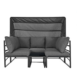 KOMHTOM Ensemble jardin fer galvanisé 4 pièces, canapé 3 places, 2 fauteuils, table basse gris pas cher