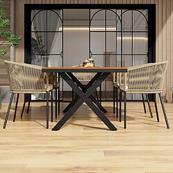 Avis KOMHTOM Salon de jardin 7 pièces corde, 6 fauteuils, table acacia, coussins lavables, gris