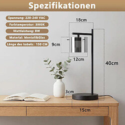 ZMH Lampe de table LED en verre noir lampe de chevet modern pour salon bureau pas cher