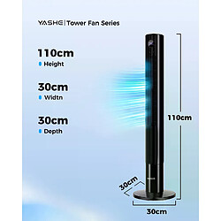 YASHE Ventilateur colonne silencieux Vitesse 7.8 m/s Oscillant à 85° 110 cm de haut Télécommande pas cher