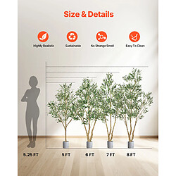 VEVOR Arbre Artificiel Plante Artificielle Faux Olivier 1,8 m Déco d'Intérieur