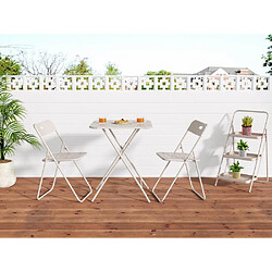 KOMHTOM Ensemble bistro pliant 3 pièces, table et 2 chaises, résistant intempéries, beige