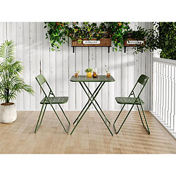 KOMHTOM Ensemble bistro 3 pièces pliant,2 chaises + table,anti-rouille,résistant intempéries,vert