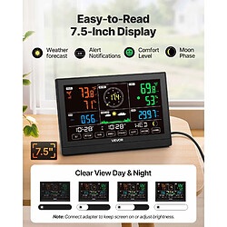 Acheter VEVOR Station Météo Sans Fil WiFi Solaire 5 en 1 avec Capteur Écran VA 190,5 mm