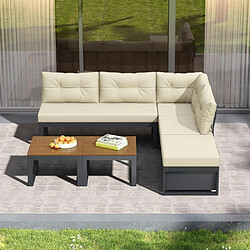 KOMHTOM Canapé 3 positions réglable lit, rangement, fer, coussins épais, polyester beige