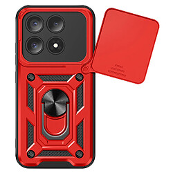 Mayaxess Coque pour Xiaomi 17 avec Cache Caméra Coulissante et Bague Magnétique Rouge