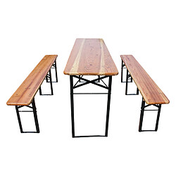 KOMHTOM Ensemble brasserie pliant 3 pièces 177 cm, table et 2 bancs pin massif, jardin Natural