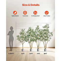 VEVOR Arbre Artificiel Plante Artificielle Faux Olivier 1,5 m Déco d'Intérieur