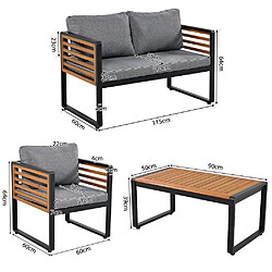 Acheter KOMHTOM Salon de jardin 8 pièces fer galvanisé, 2 canapés, 4 fauteuils, 2 tables, gris
