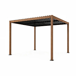 Concept Usine Pergola bioclimatique structure aluminium effet bois lames orientables 3x3m CORFU