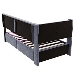 DZMDIP Lit simple 90x200cm - Lit coffre hydraulique,lit avec rangement, LED et USB, Gris foncé pas cher