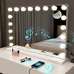 NETTLIFE Miroir Maquillage Bluetooth 18 LED Grand Coiffeuse Tactile Dimmable