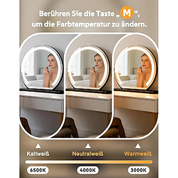 NETTLIFE Miroir Hollywood LED 40x35cm Coiffeuse Tactile Dimmable Noir