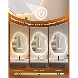 NETTLIFE Miroir Salle de Bain LED Asymétrique 60x80cm Tactile Antibuée Design