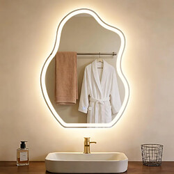 NETTLIFE Miroir Salle de Bain LED Asymétrique 60x80cm Tactile Antibuée IP44