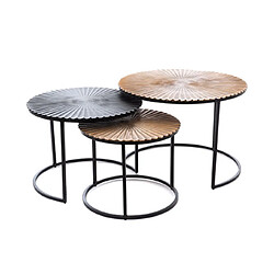 Mes Table basse ronde gigogne - Noir et or