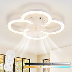 NETTLIFE Ventilateur Plafond LED Silencieux Télécommande Dimmable 6 Vitesses
