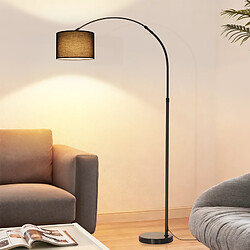 NETTLIFE Lampadaire Arc Noir Mat Tissu 350° Hauteur Réglable E27 Salon