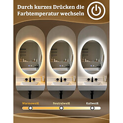NETTLIFE Miroir Salle de Bain Ovale LED 60x80cm Tactile Antibuée Dimmable
