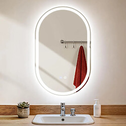 NETTLIFE Miroir Salle de Bain Ovale LED 50x80cm Tactile Antibuée Dimmable