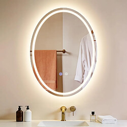 NETTLIFE Miroir Salle de Bain Ovale LED 60x80cm Dimmable Antibuée Design