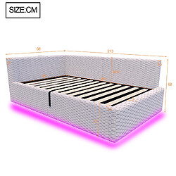 DZMDIP Lit simple 90x200cm - Lit coffre hydraulique avec LED, charge USB et Type-C,Girs pas cher