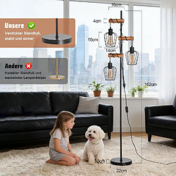 Nettlife Lampadaire vintage bois - Noir pas cher