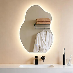 NETTLIFE Miroir Salle de Bain LED Asymétrique 50x70cm Tactile Dimmable Design