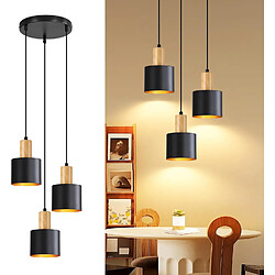 NETTLIFE Suspension Vintage Noir Or E27 3 Lampes Table Îlot Cuisine S/Amp