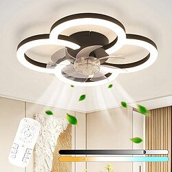 NETTLIFE Ventilateur Plafond LED 40W Noir Silencieux Mando Dimmable Timer