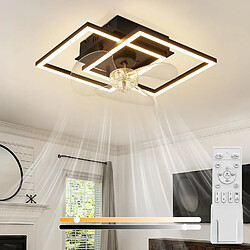 NETTLIFE Ventilateur Plafond LED Noir Silencieux Dimmable Moteur DC 6 Vit.