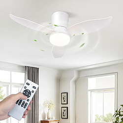 NETTLIFE Ventilateur Plafond LED 3 Pales Blanc Dimmable 6 Vitesses Chambre