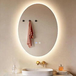 NETTLIFE Miroir Salle de Bain Ovale LED 60x80cm Tactile Antibuée Dimmable